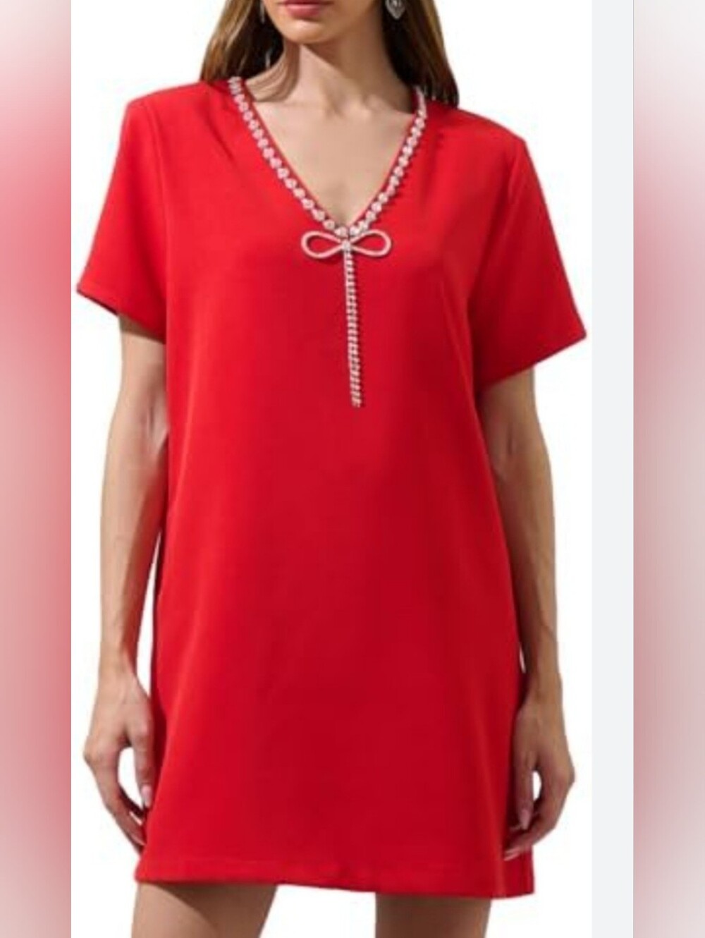 Sugarlips Stazie Red Rhinestone Shift Dress